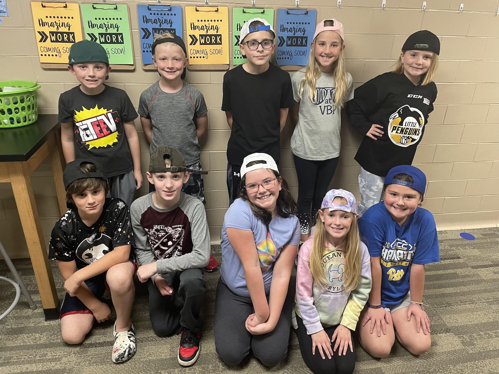 Mrs. Feathers’ students at Level Green ‘turn their backs on drugs’ on backwards hat day