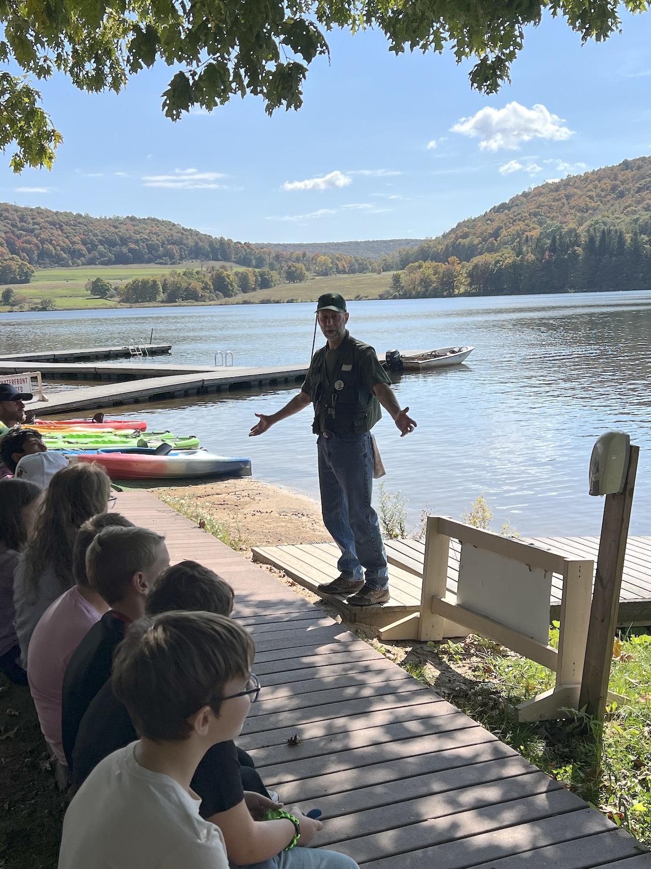 McCullough principal, Mr. Joe Marasti, leads a fishing lesson